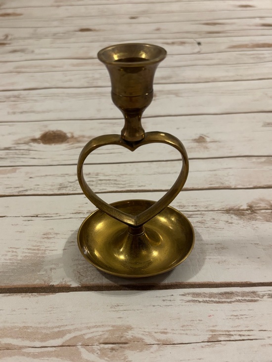 Vintage Other - Vintage Brass Heart-Shaped Taper Candle Holder